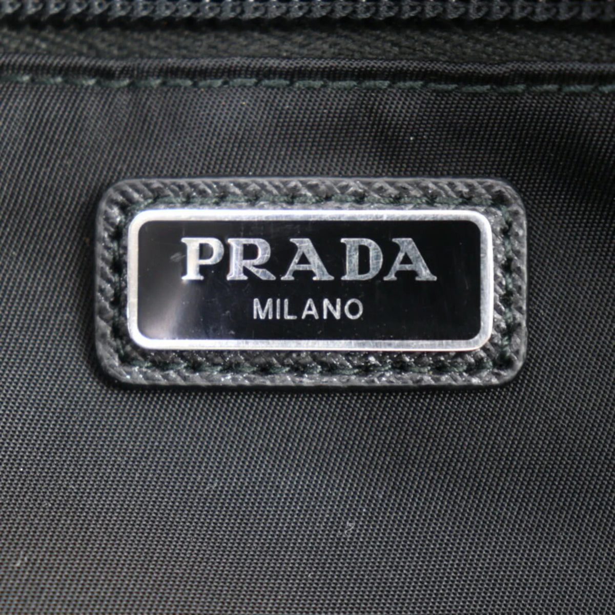 Pre-Owned PRADA Prada second bag 2NA819 nylon leather black silver hardware clutch handbag triangle logo (Good)