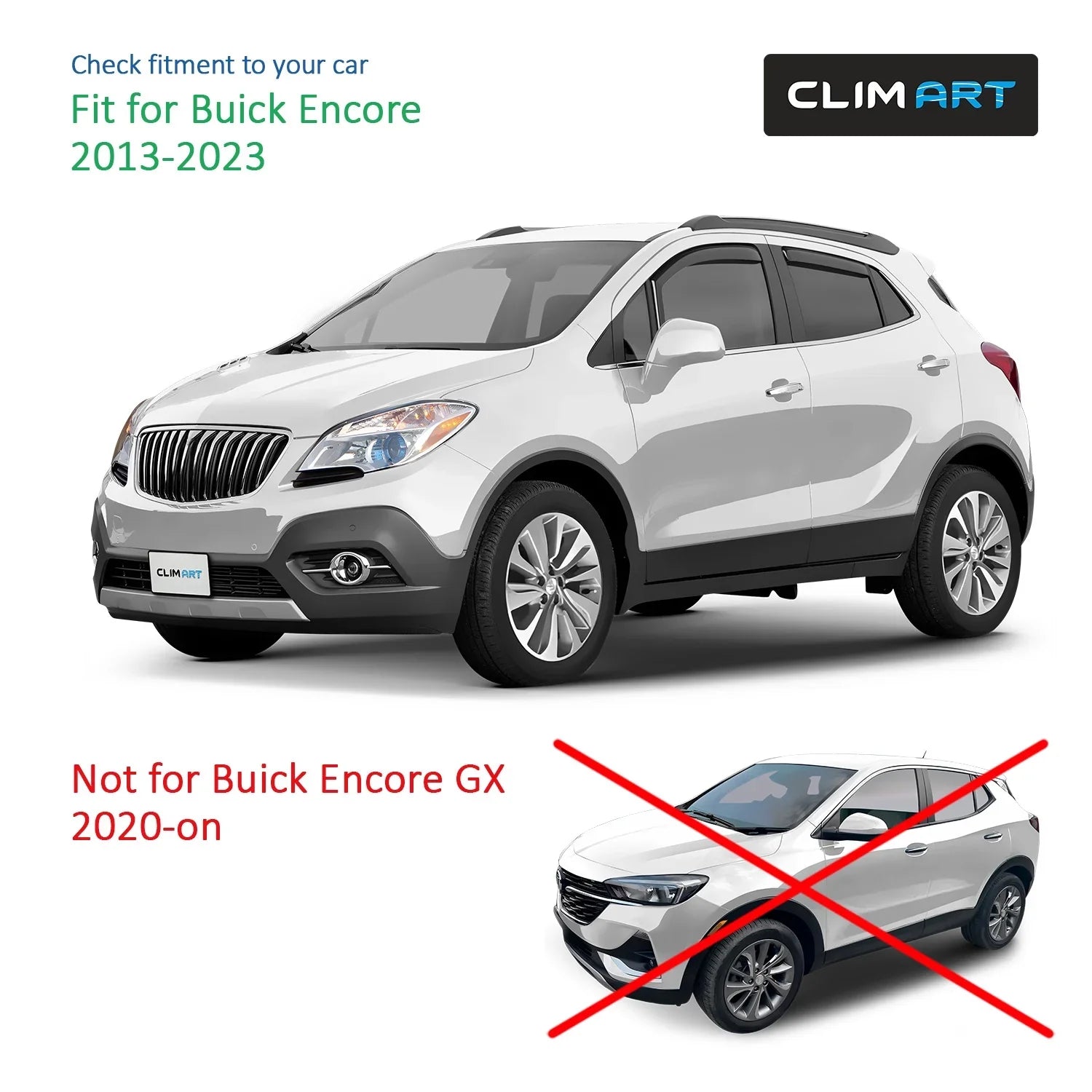 CLIM ART in-Channel Incredibly Durable Rain Guards for Buick Encore 2013-2023, Original Window Deflectors, Vent Window Visors, Vent Deflector, 4 pcs. - 613268