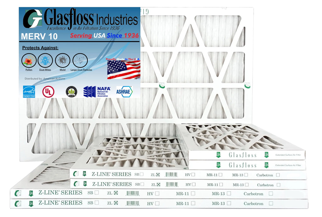 Glasfloss 13x25x1 - MERV 10 -Qty:12 - Furnace Air Filter - Made in USizeA (Actual Sizeize: 12.5 x 24.5x7/8 inch)