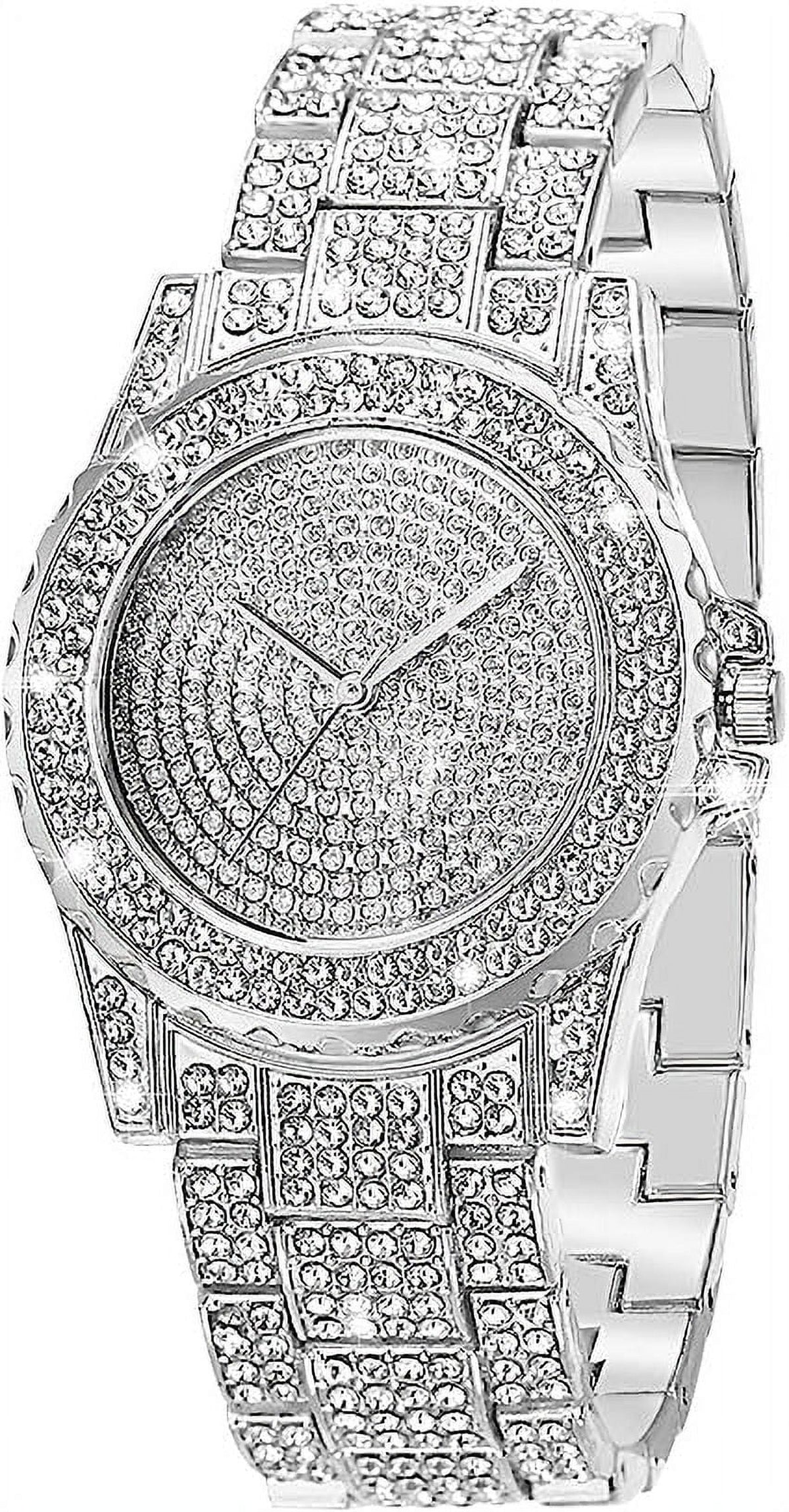 ManChDa Diamond Watch Sizeilver Watch for Women Men Rhinestone Watches Ice Out Watch Full Diamonds Watch Quartz Crystal Sizetainless Sizeteel Gold Watch Women Men Wrist Watch