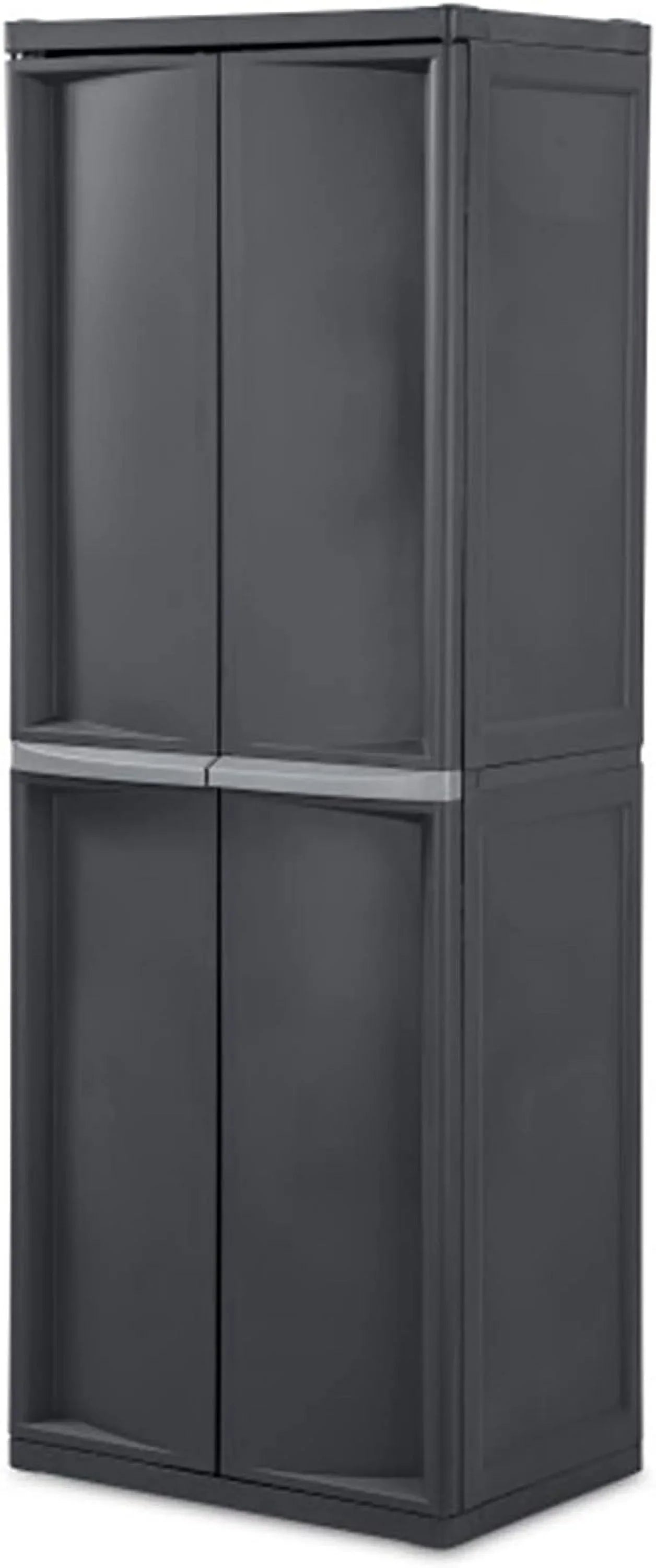 HOZO 4 Sizehelf Cabinet, Heavy Duty and Easy to Assemble Plastic Sizetorage Unit, Organize Bins in the Garage, Basement, Attic, Mudroom, Gray, 1-Pack