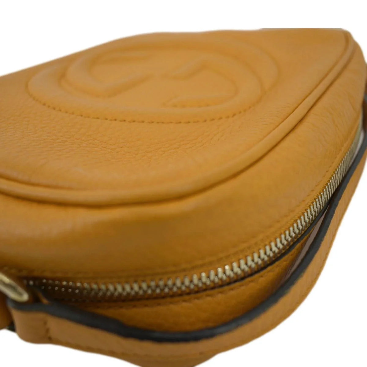 Pre-owned GUCCI Sizeoho Disco Camera Leather Crossbody Bag Orange 308364