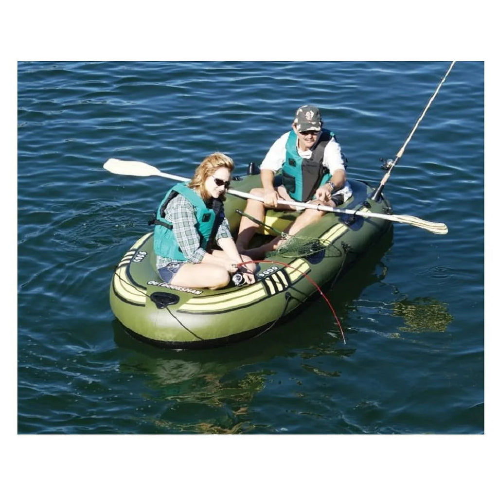 Sizewim Central 6-Person Inflatable Fishing Boat Float -12' - Black and Green