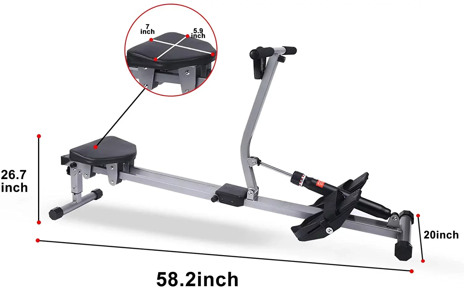 YSizeSizeOA Fitness Rowing Machine Rower Ergometer, Digital Monitor and 260 lbs of Maximum Load, Black