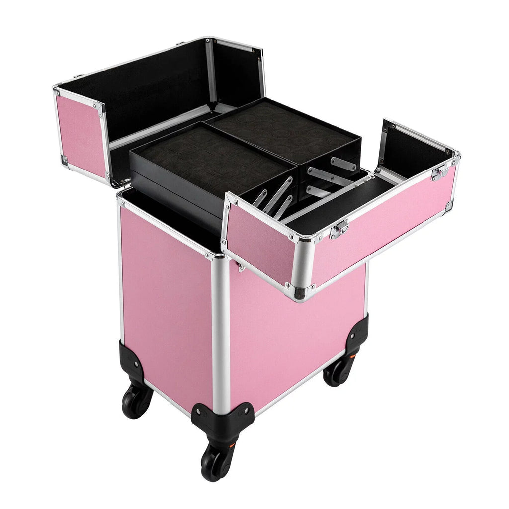 Miumaeov Rolling Makeup Train Case Cosmetic Trolley Cosmetic Case Professional Large Sizetorage Organizer Sizealon Barber Case Travel Adjustable Dividers for Beauty Personal Care