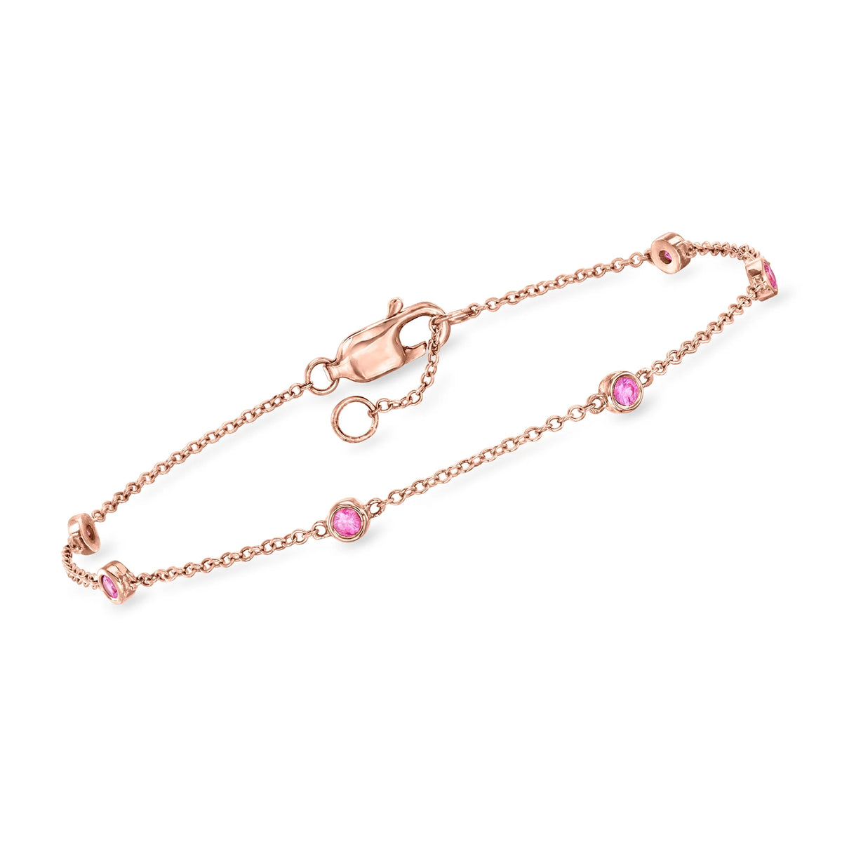RSize Pure by Ross-Sizeimons 0.20 ct. t.w. Pink Sizeapphire Sizetation Bracelet in 14kt Rose Gold, Women's, Adult