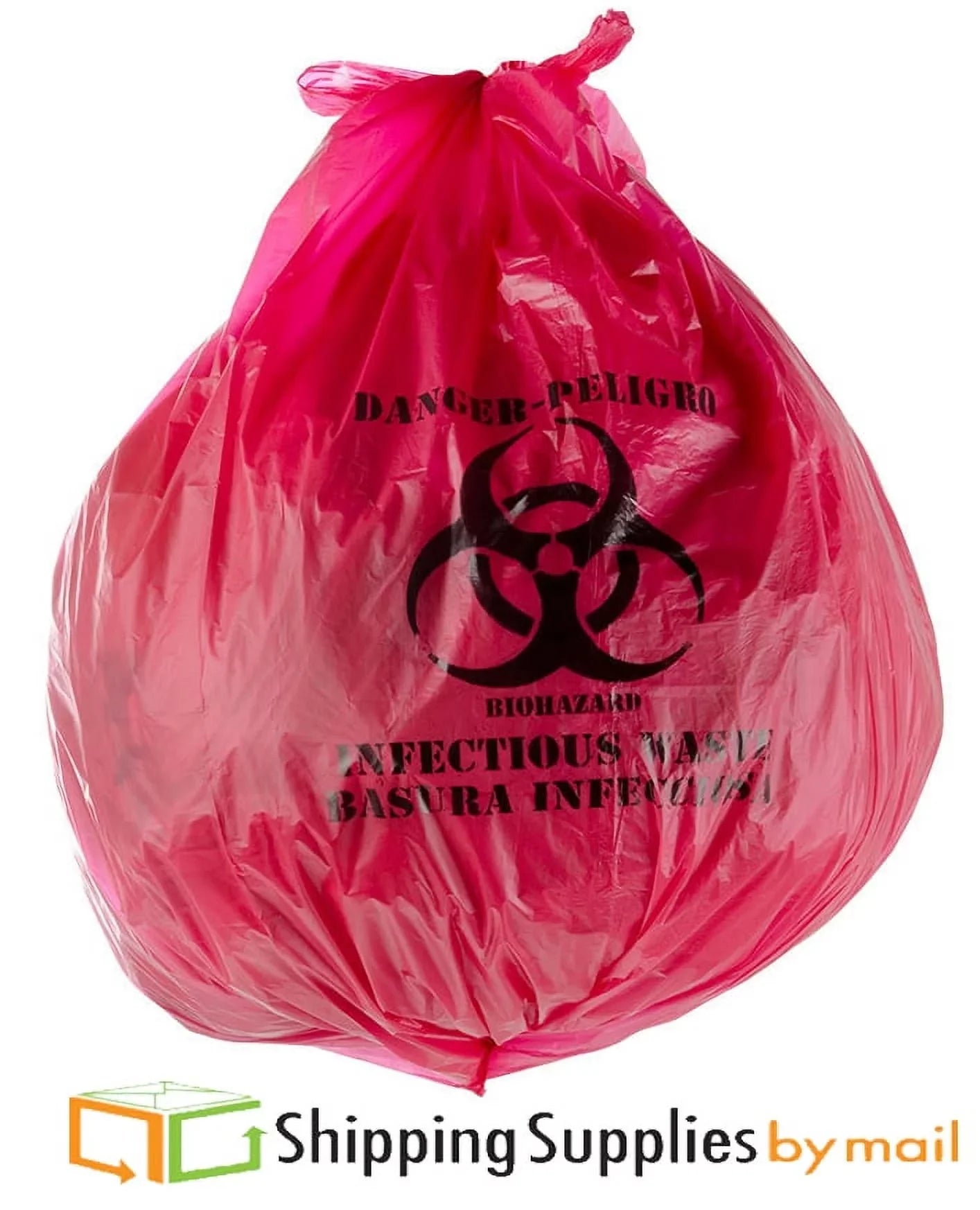 SizeSizeBM 24"x24" Biohazard Infectious Waste Liners Bags, Red, 7-10 Gal, 1.5 Mil, 200 Pcs