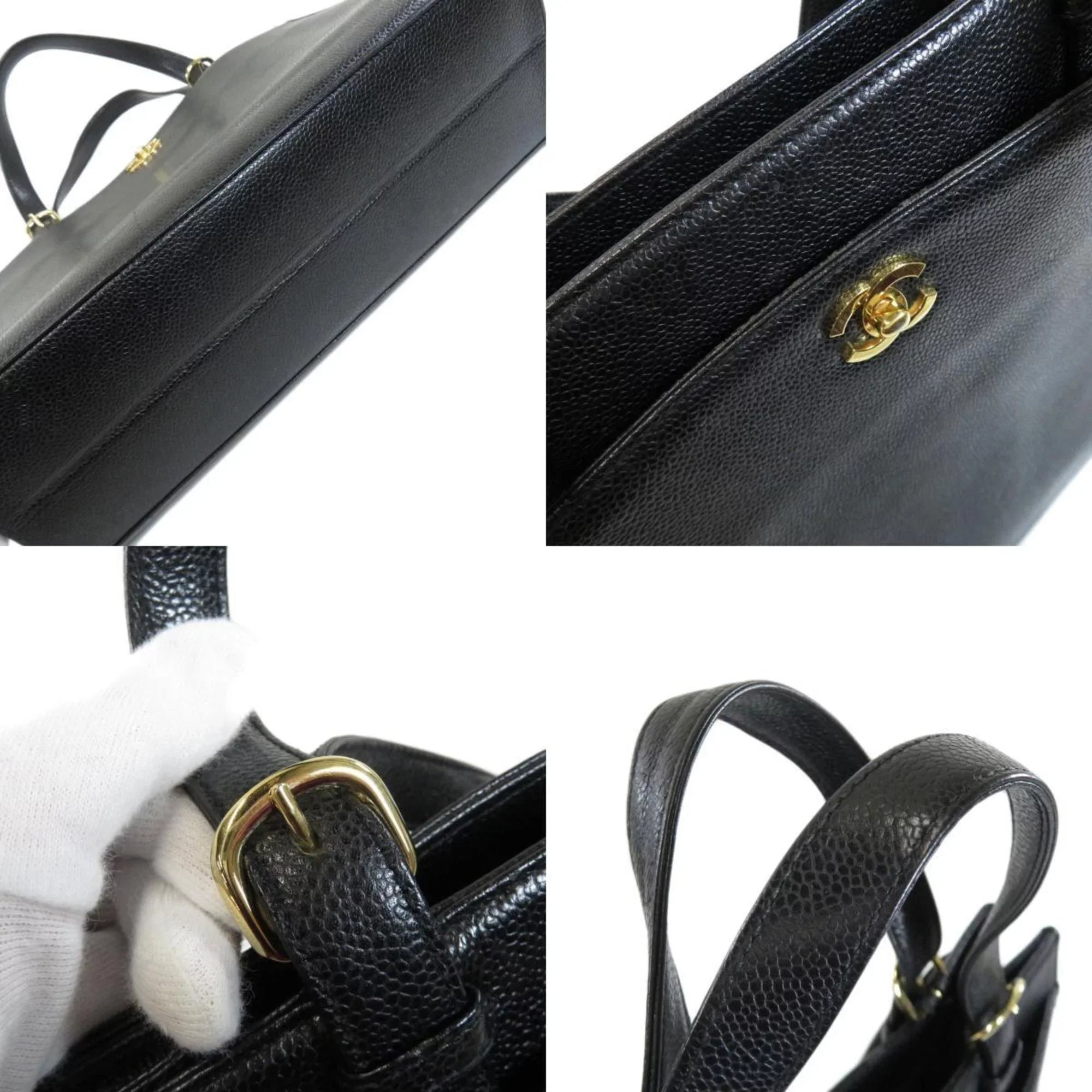 Pre-Owned CHANEL COCO MARK Handbag Caviar Sizekin Ladies (Good)