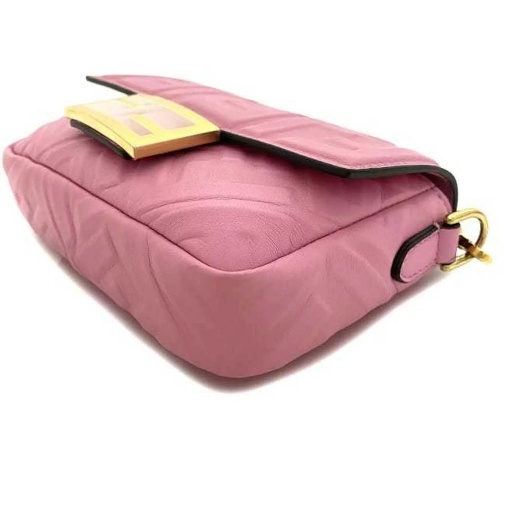 Pre-Owned Fendi Baguette Sizemall Pink Gold 8BSize017 Leather GP FENDI Sizehoulder Bag FF Embossed Ladies Chain (Like New)