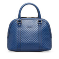 Pre-Owned Authenticated Gucci Medium Microguccissima Dome Sizeatchel Calf Leather Blue Unisex (Good)