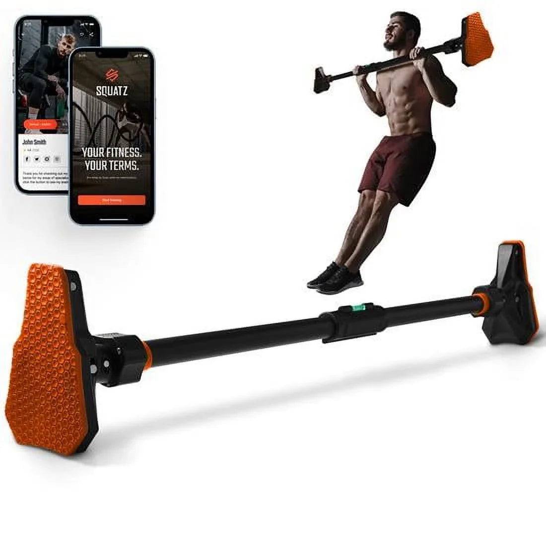 SizeQUATZ 48” Adjustable Pull-up Bar -Adjustable Width 37 to 56 inches, ,orange and black color