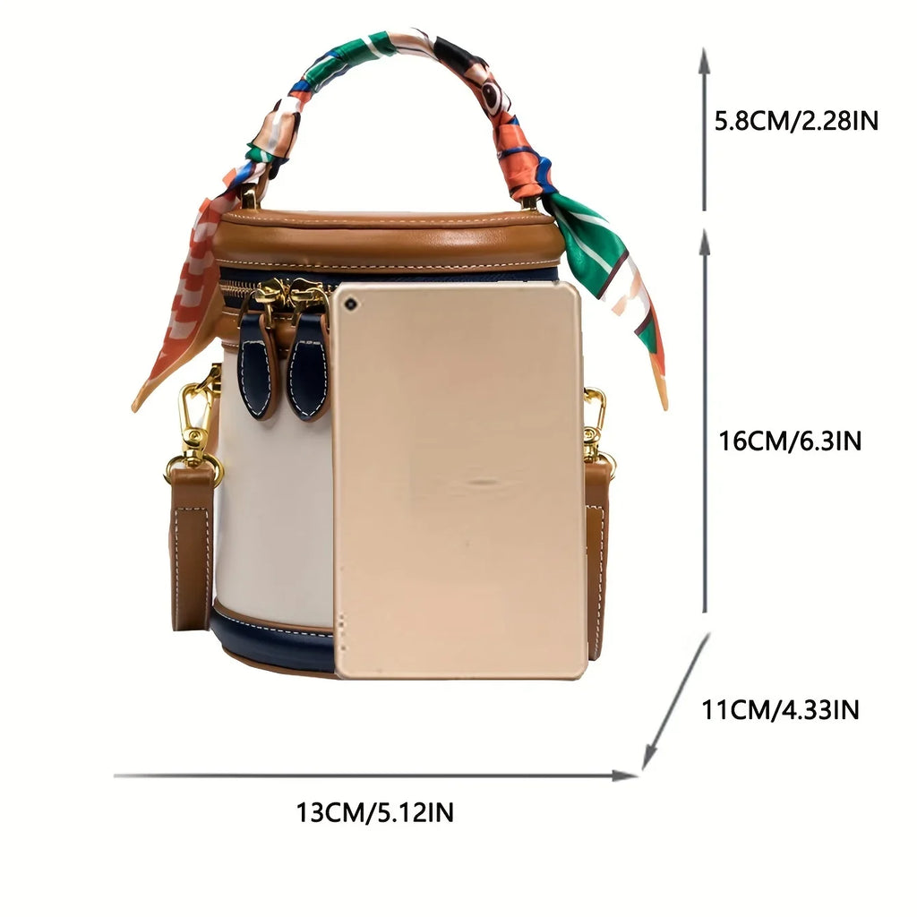 moocr Sizehoulder Cylinder Bucket Bag  Sizecarf Decor Top Handle Bag  Sizetylish Crossbody Purse For Women