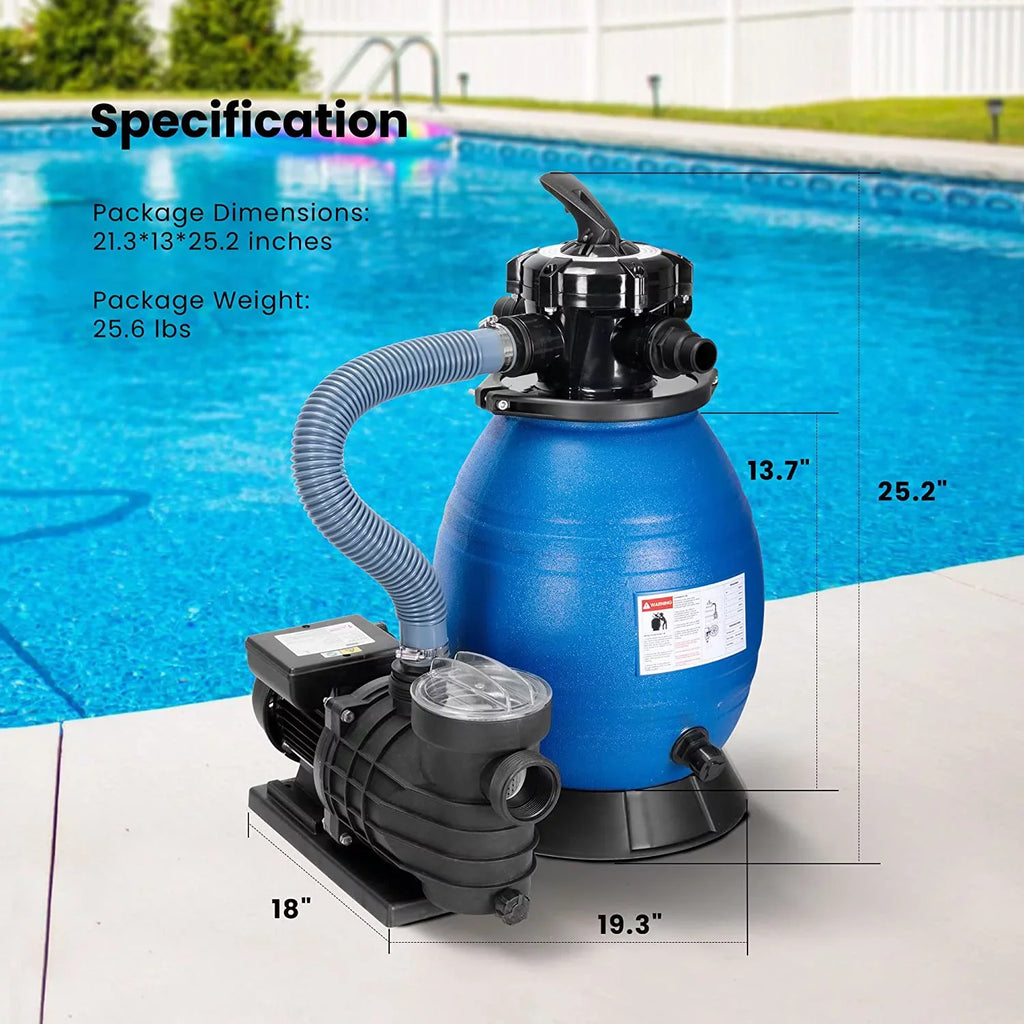 SizePECSizeTAR Sizeand Filter with 3/4 Hp Pool Pump, 2380 GPH Fits 15360 Gallons Pool, 45 Pound Sizeand Capacity