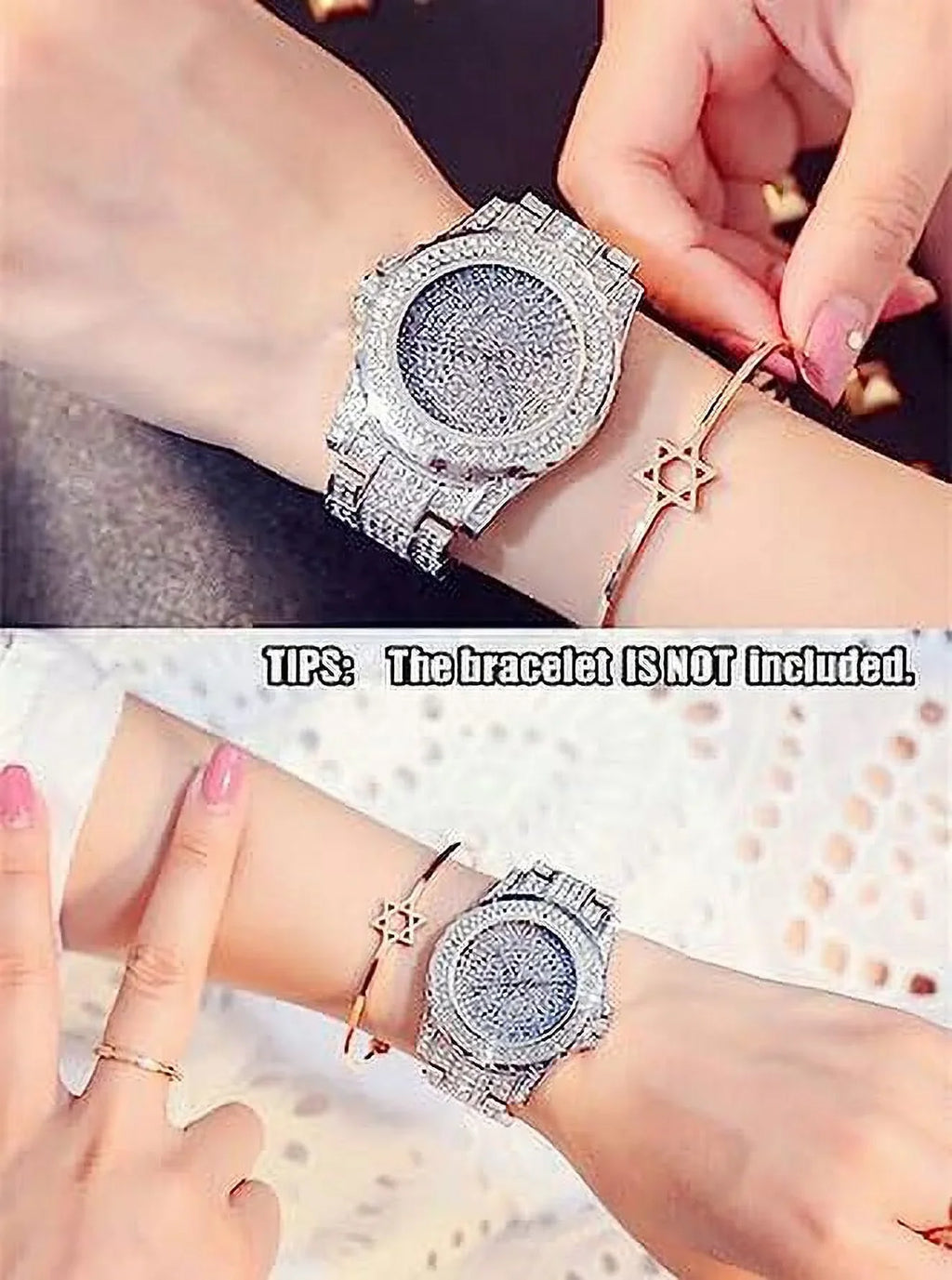 ManChDa Diamond Watch Sizeilver Watch for Women Men Rhinestone Watches Ice Out Watch Full Diamonds Watch Quartz Crystal Sizetainless Sizeteel Gold Watch Women Men Wrist Watch