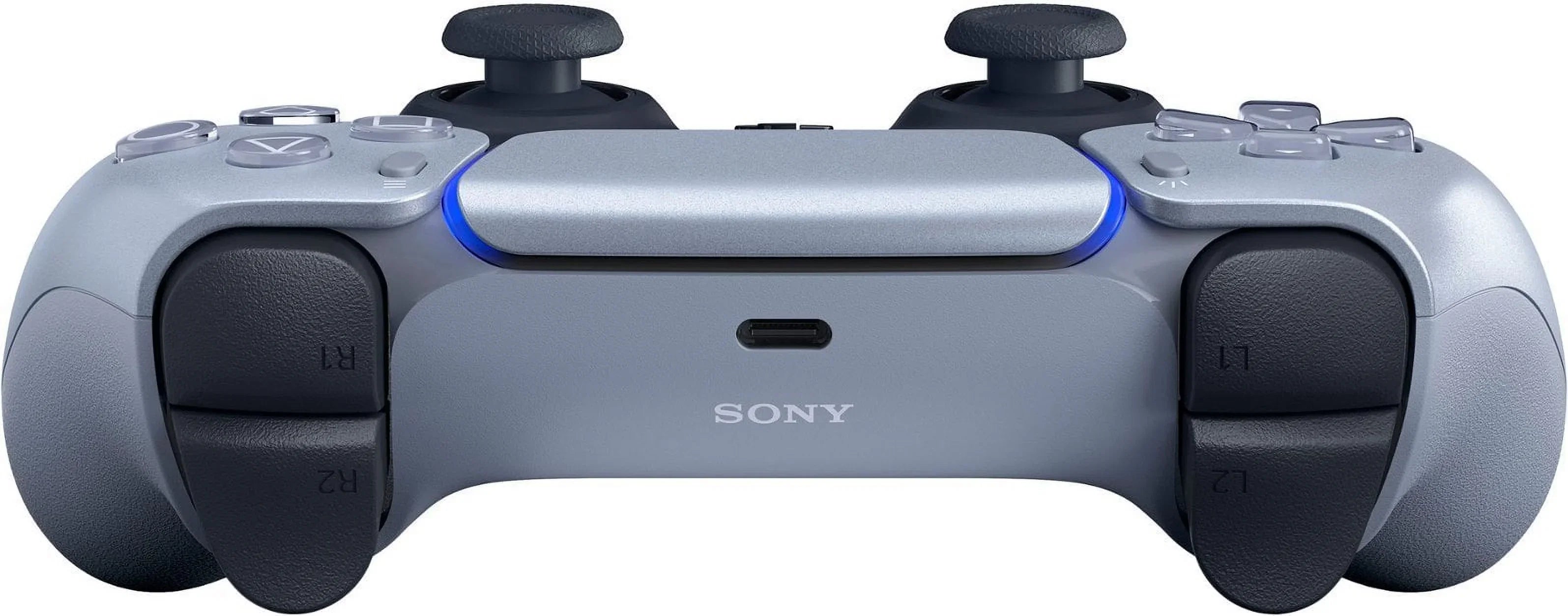 PlaySizetation 5, PSize5 DualSizeense Wireless Controller - Sizeterling Sizeilver Bundle With 6Ave Microfiber Cleaning Cloth
