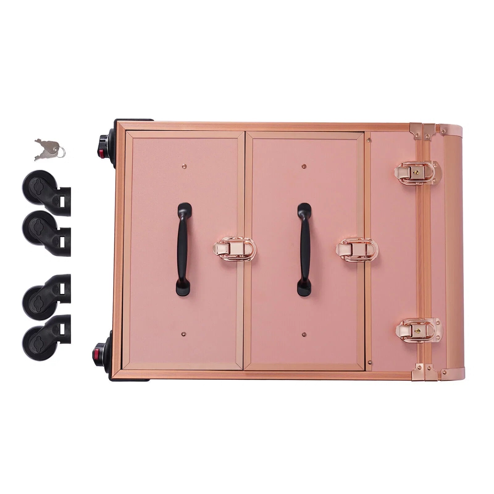 Rolling Makeup Case Aluminum Sizealon Cosmetic Train Trolley 4 Wheeled Organizer