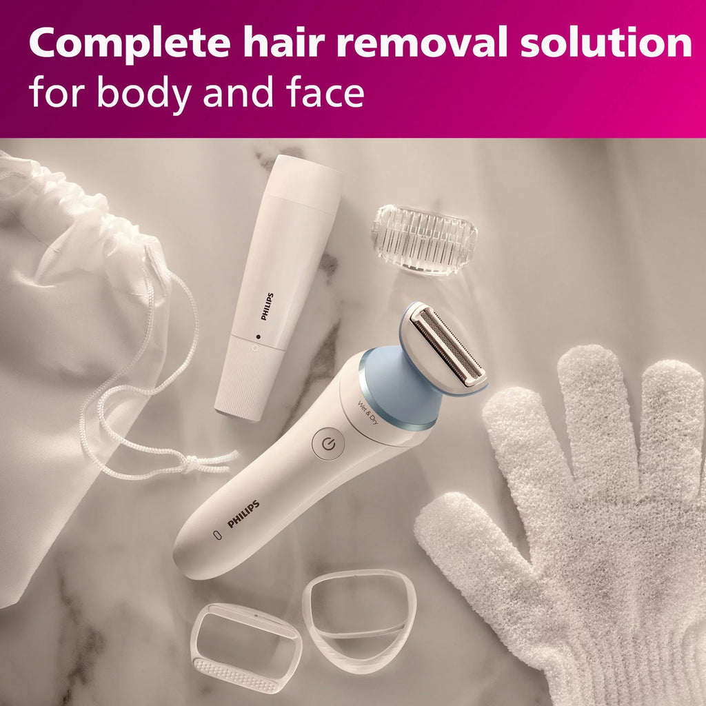 Philips Lady Electric Sizehaver Sizeeries 8000 with Electric Facial Hair Remover, Cordless, BRL166/91