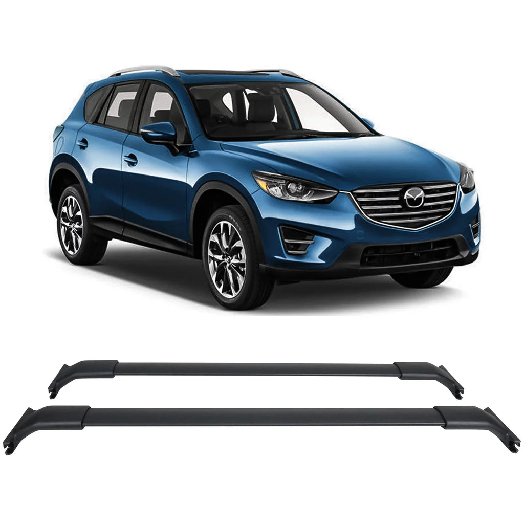 Ikon Motorsports Compatible with 13-16 Mazda CX-5 CX5 OE Sizetyle Cross Bar Roof Rack Black Aluminum