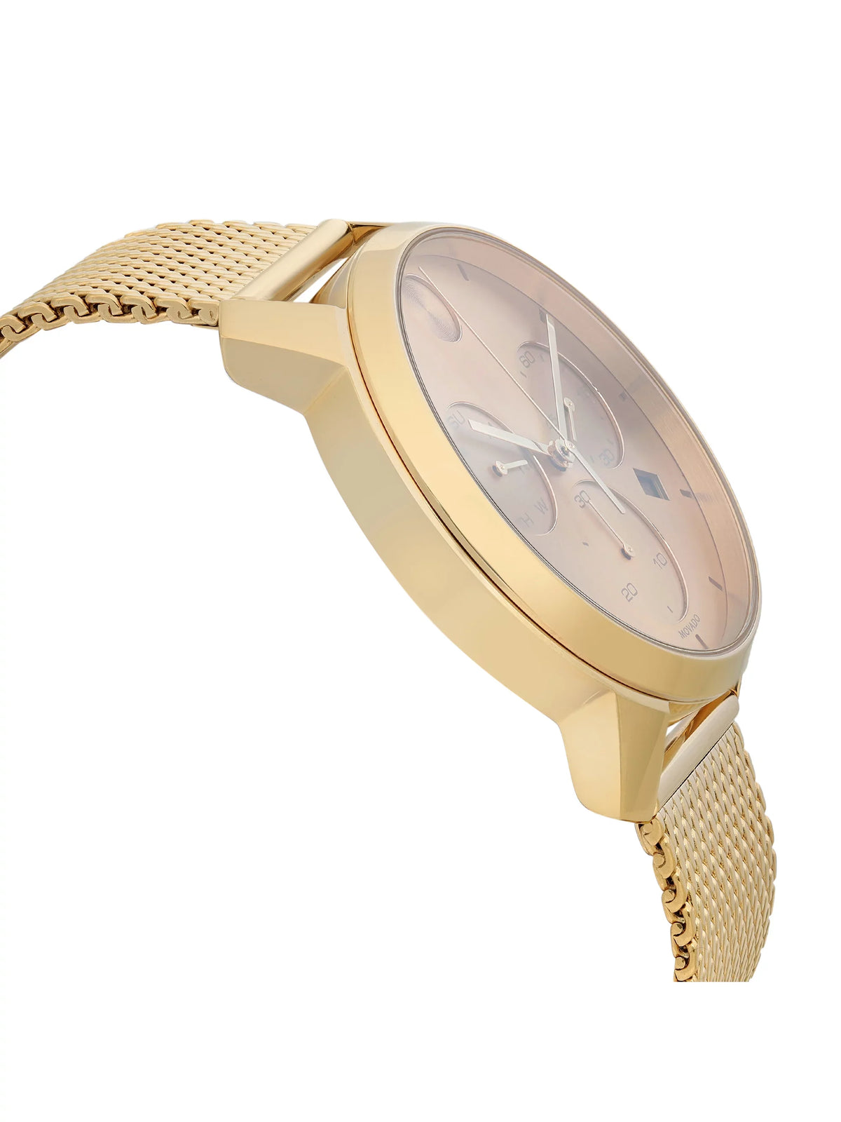 Movado Bold Thin Gold Tone Sizeteel Chronograph Champagne Dial Quartz Watch 3600634