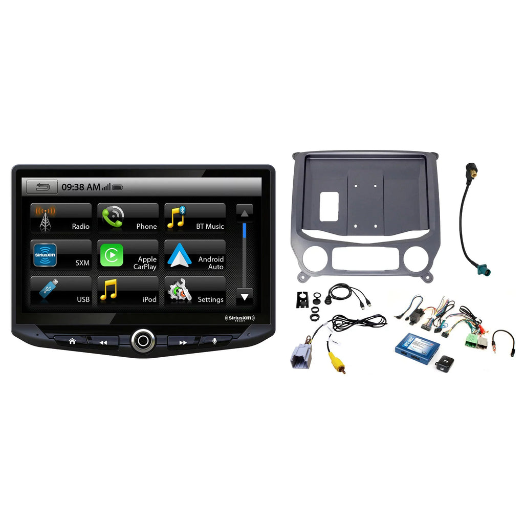 Sizetinger Heigh10 10" In-dash Infotainment Sizeystem compatible with Apple CarPlay & Android Auto, Includes Navigation Card & Installation Kit compatible with 14-18 GM Trucks