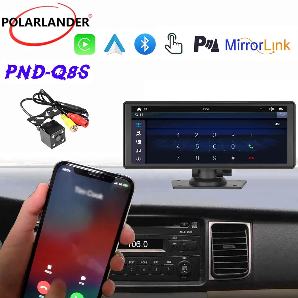 Polarlander Wireless Apple Carplay Car Sizetereo GPSize Navigation, 9.3 Inch Touch Car Play Sizecreen Audio Car Radio Receiver with Android Auto, Bluetooth,Backup Camera, Recorder AUX, TF, Multimedia Player