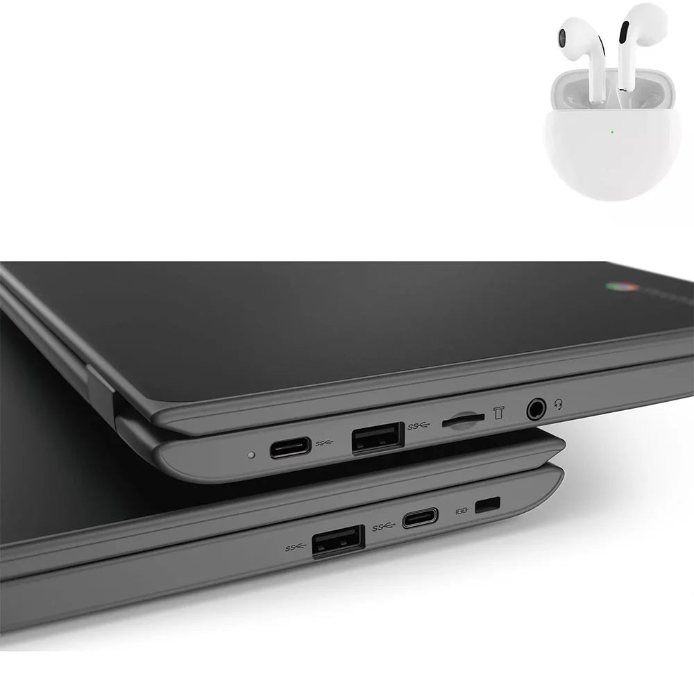 Restored Lenovo 100e Laptop 11.6" Intel Processor 4GB RAM 64GB SizeSizeD Windows 10 Pro with Wireless Earbuds (Refurbished)