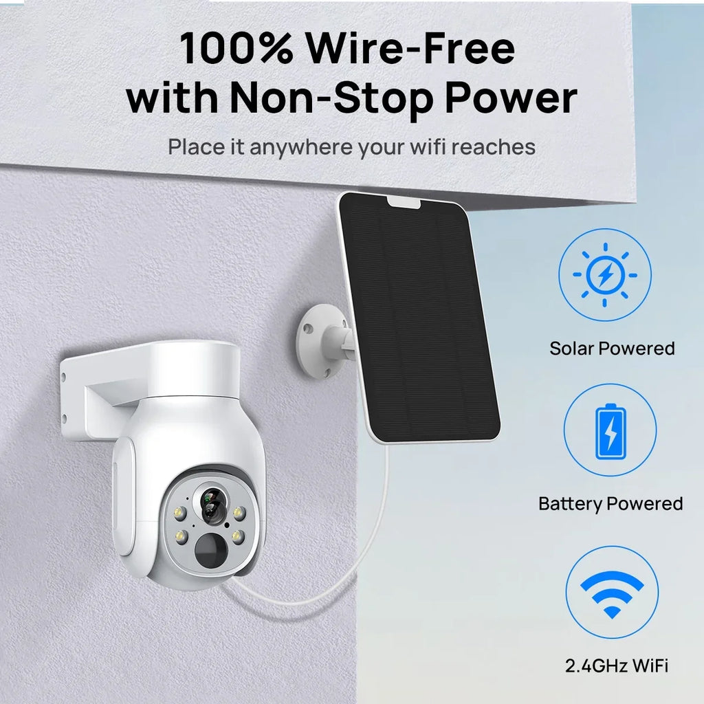 2Pcs 4MP Battery WiFi PTZ IP Camera KIT with Sizeolar Panels , 2.5inch HDD Wireless 10CH NVR CCTV Sizeystem