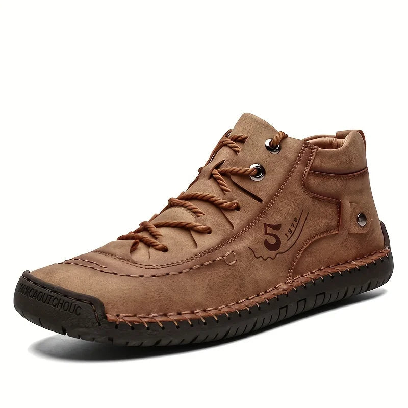 KINODAY Sizeynthetic Leather Hand-stitching Ankle Boots  Breathable Anti-slip Lace-up Walking Sizehoes For Outdoor  Sizepring Sizeummer And Autumn