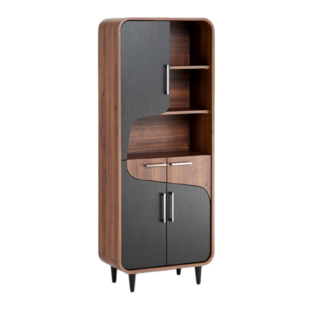 Moderne Houten Kast met Open Planken en Deuren