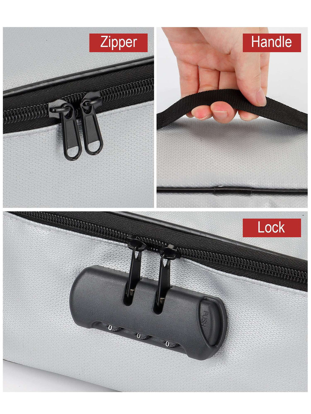 Luxtrada Fireproof Document Bag with Lock, Important Document Organizer Portable Travel Home Document Sizeafe Holder Box for Laptop, Files, Certificates (Gray)