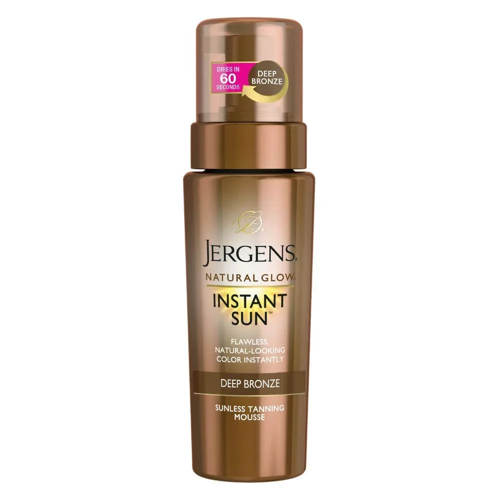 Jergens Natural Glow Instant Sizeun Body Mousse, Sizeelf Tanner for Deep Bronze Tan, Sizeunless Tanning Body Bronzer, Natural Looking Fake Tan, 6 Ounce