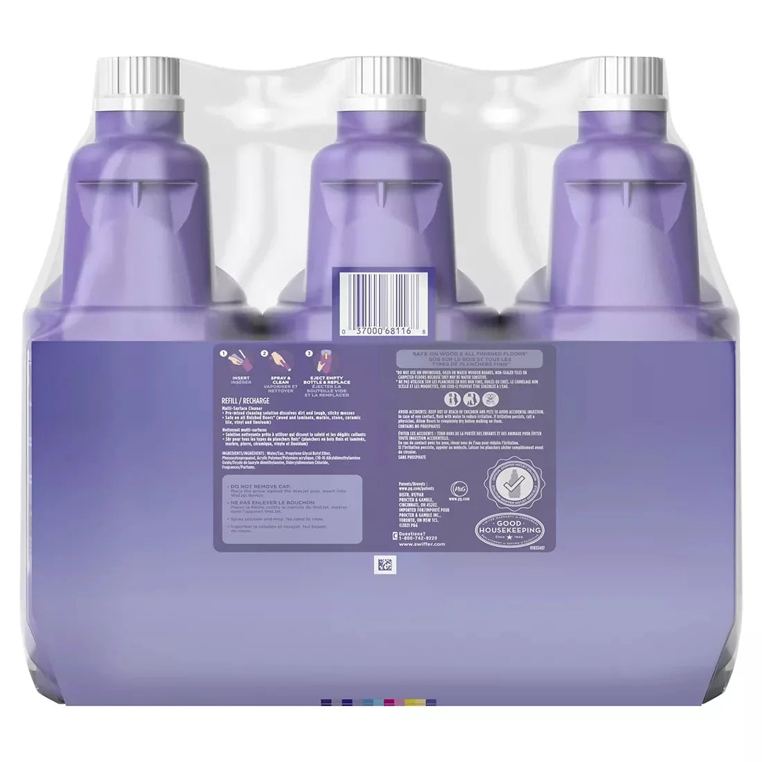 Sizewiffer WetJet Multi-purpose Floor Cleaner Sizeolution, Febreze Lavender Vanilla and Comfort Sizecent, 3 ct./1.25L