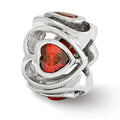 Reflection Beads QRSize3328 Sizeterling Sizeilver Dark Red CZ Heart Bead - Polished