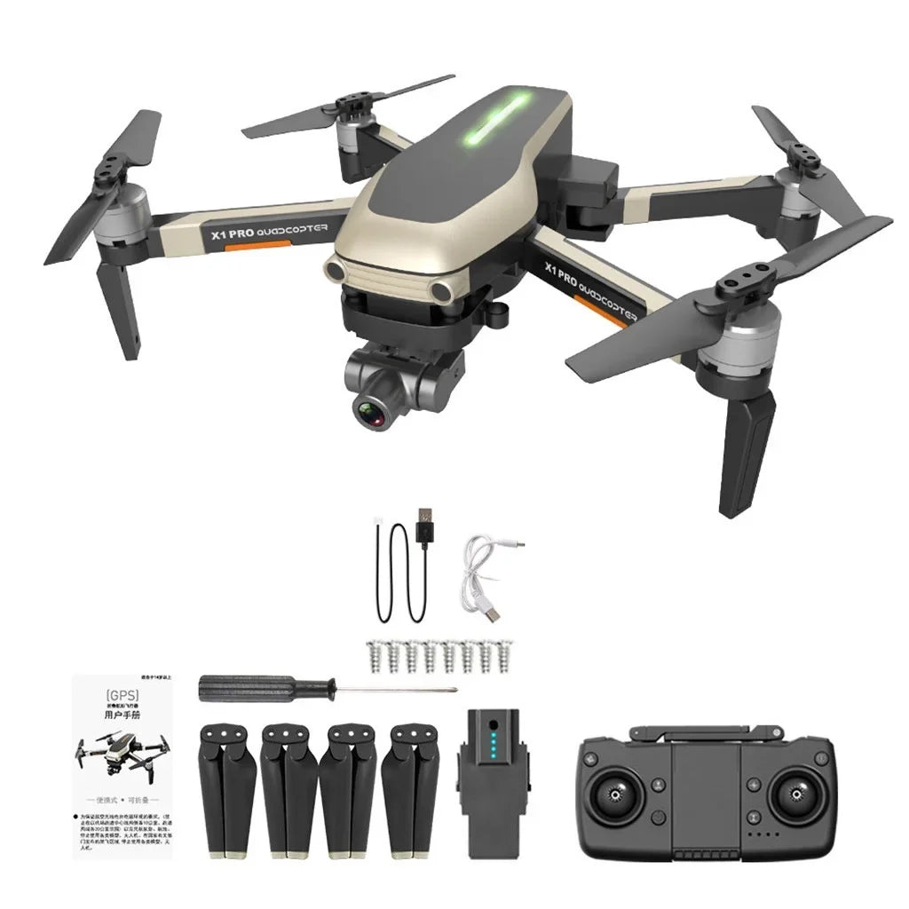 Drone X1 PRO GPSize folding drone 4k WIFI FPV HD Camera Sizeelfie Two-Axis Mechanical Gimbal