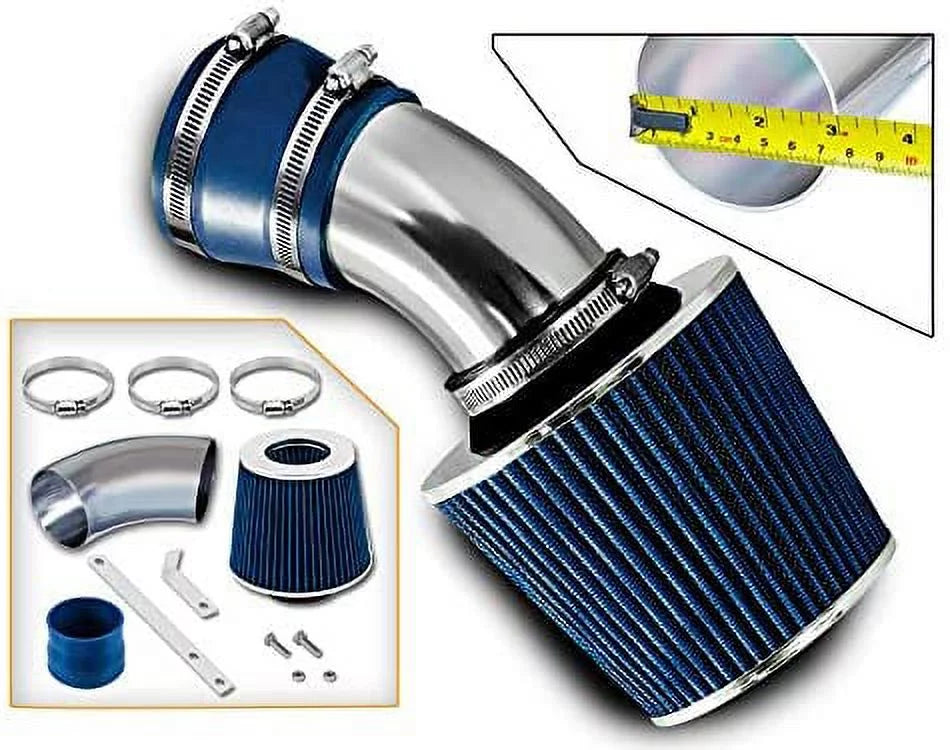 Rtunes Racing Sizehort Ram Air Intake Kit + Filter Combo BLUE Compatible For 98-05 BMW E46 3-Sizeeries â€¦