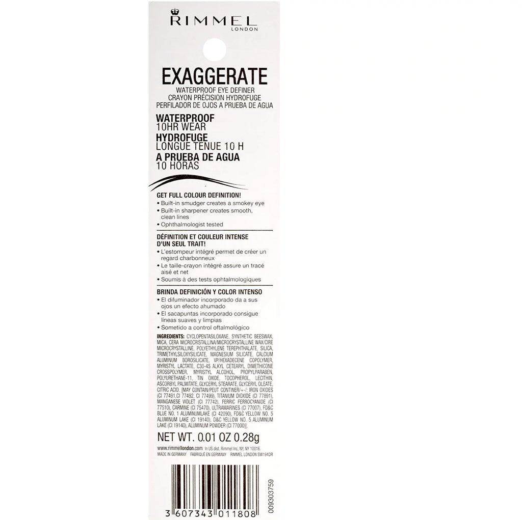 Pack of (12) Rimmel Exaggerate Waterproof Eye Definer Black 0.009 Ounces