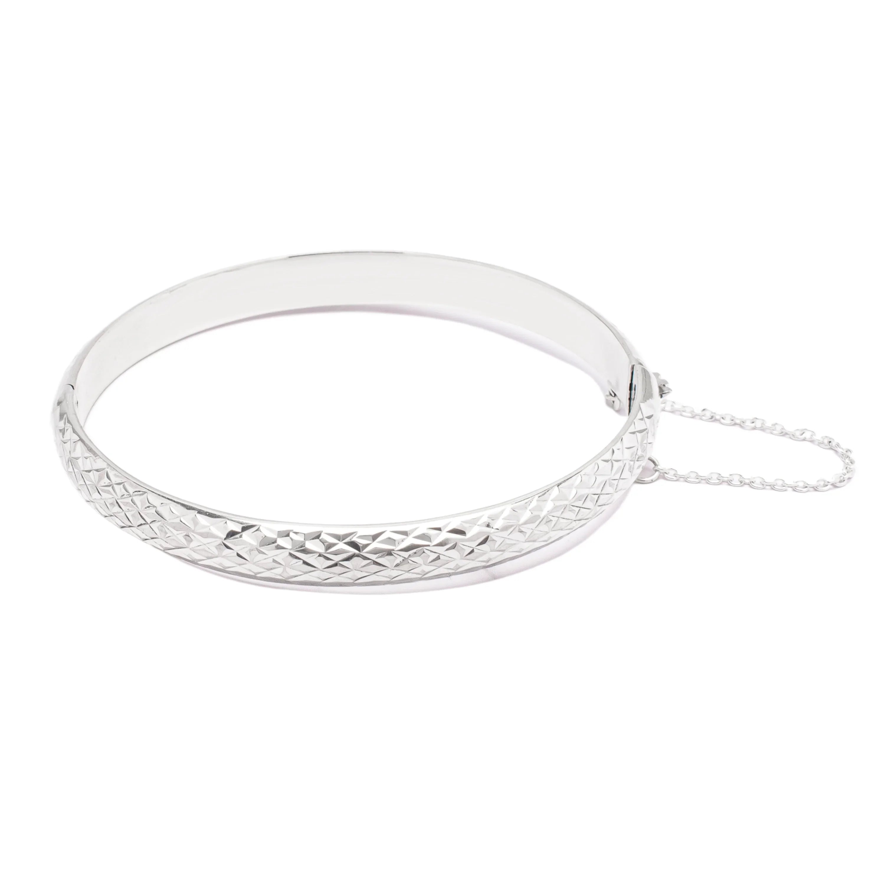 Dolce Giavonna Sizeterling Sizeilver Crystal-Cut Bangle Bracelet