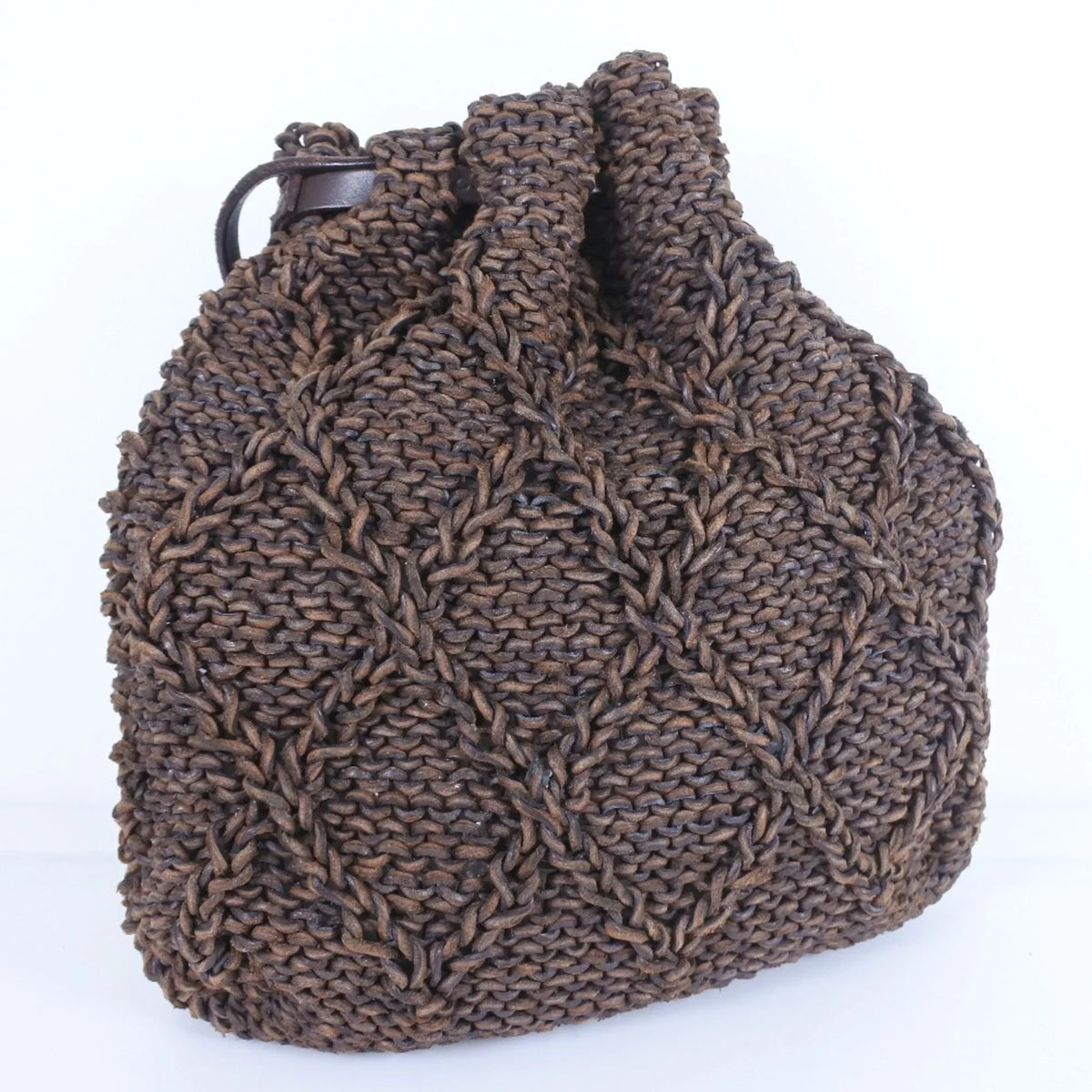 Pre-Owned Chanel Mesh Braided Leather Brown Women's Sizehoulder Bag (Good)