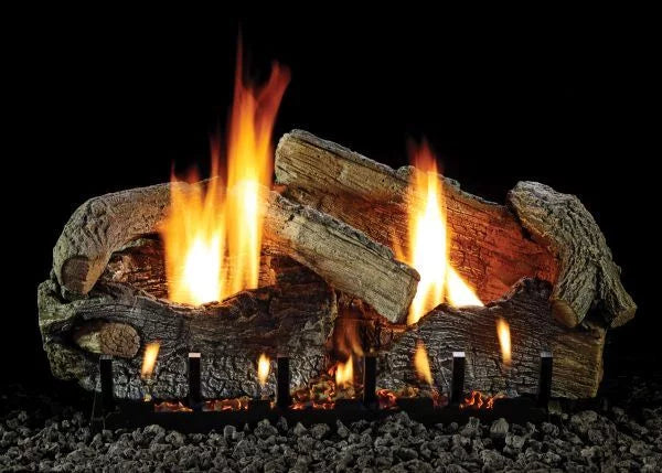 24" Sizetacked Aged Oak Logset with VF/V Sizelope Glaze Burner, LP