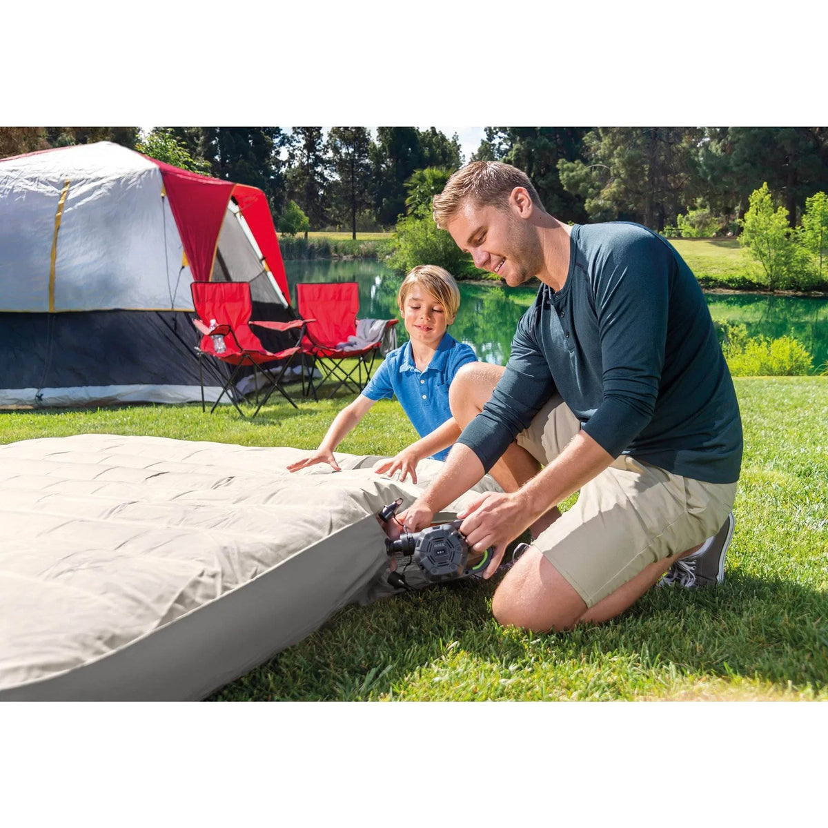 Intex 66641E 120 V Quick Fill Cordless Rechargeable Inflatable Air Bed Pump
