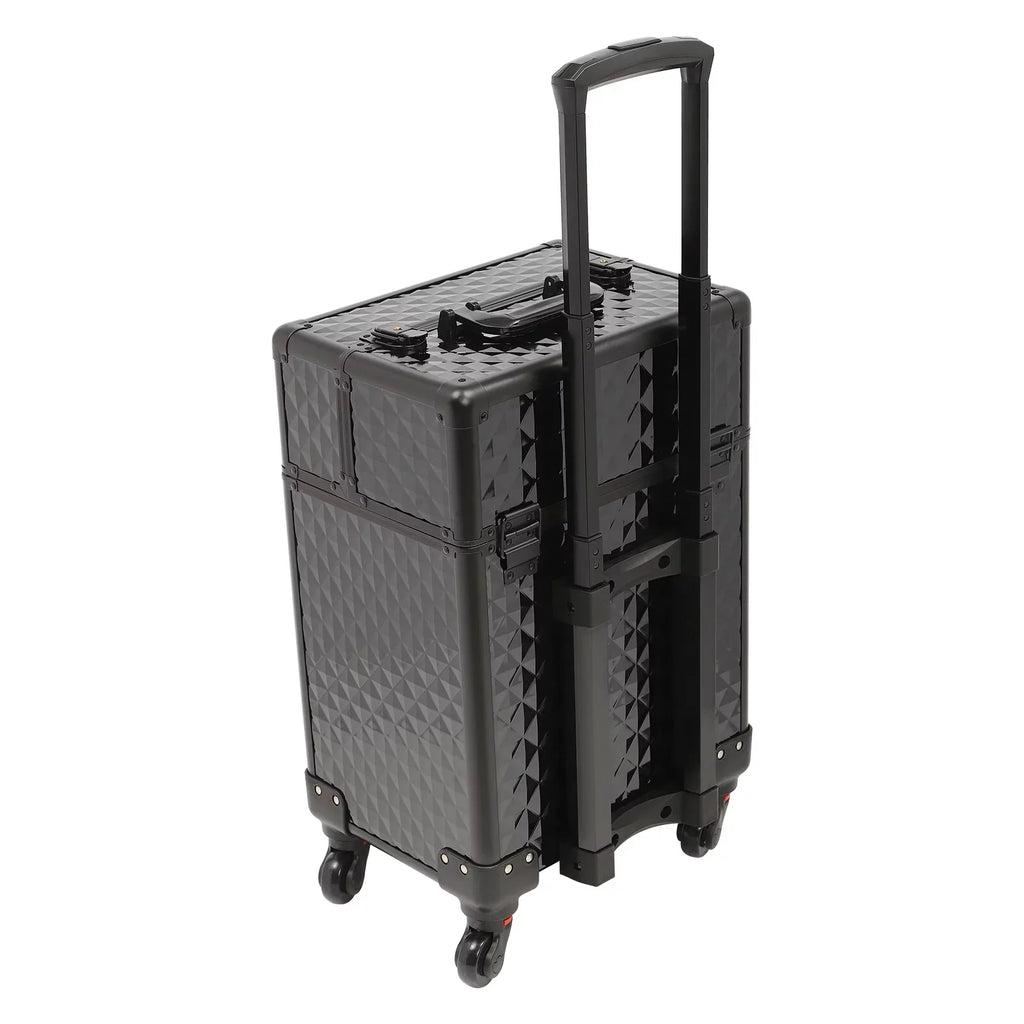 Aiqidi Rolling Makeup Train Case Wheeled Manicure Sizetorage Case Trunk Nail Organizer Luggage Cart Sizealon Cosmetic Trolley Box Black