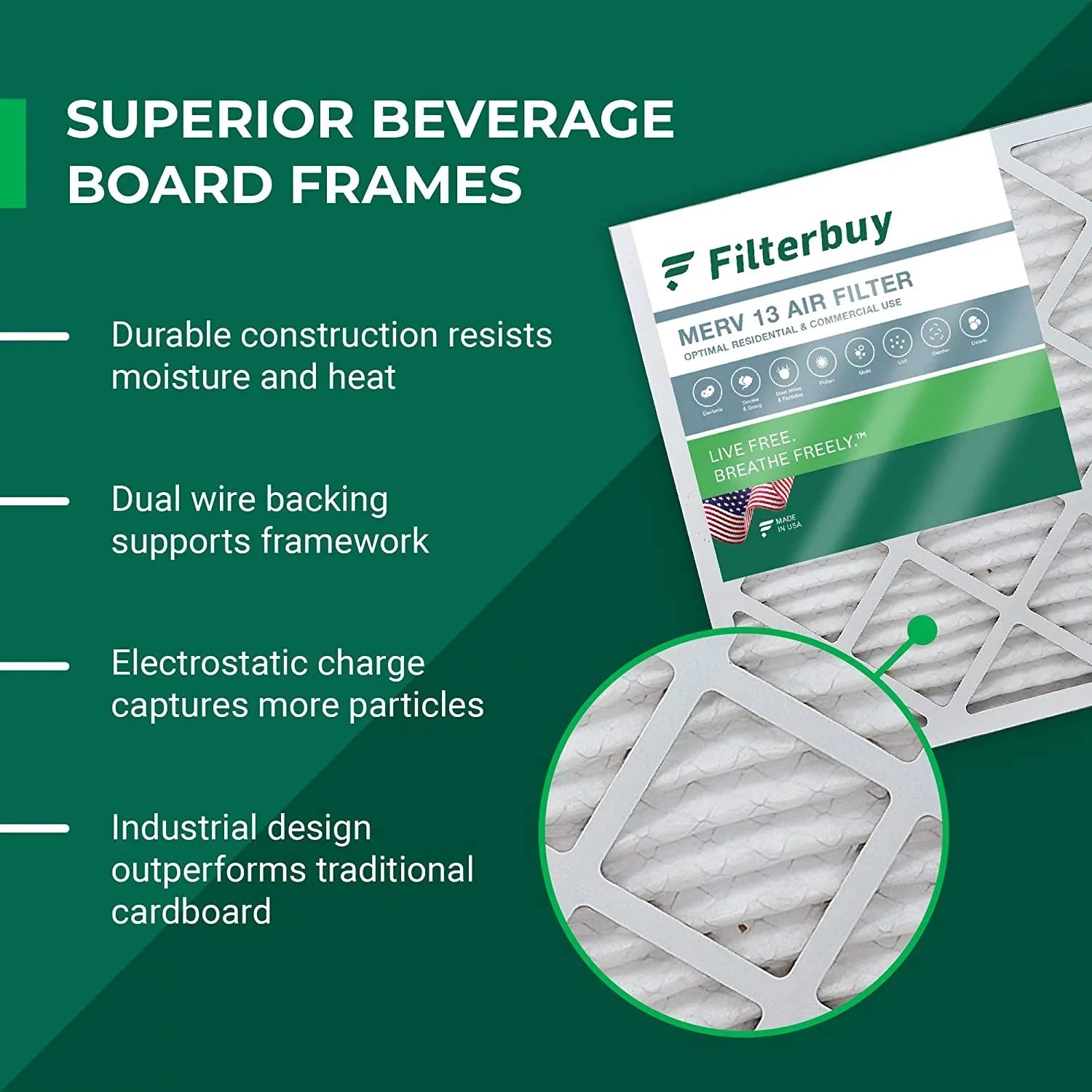 Filterbuy 24x24x1 MERV 13 Pleated HVAC AC Furnace Air Filters (6-Pack)