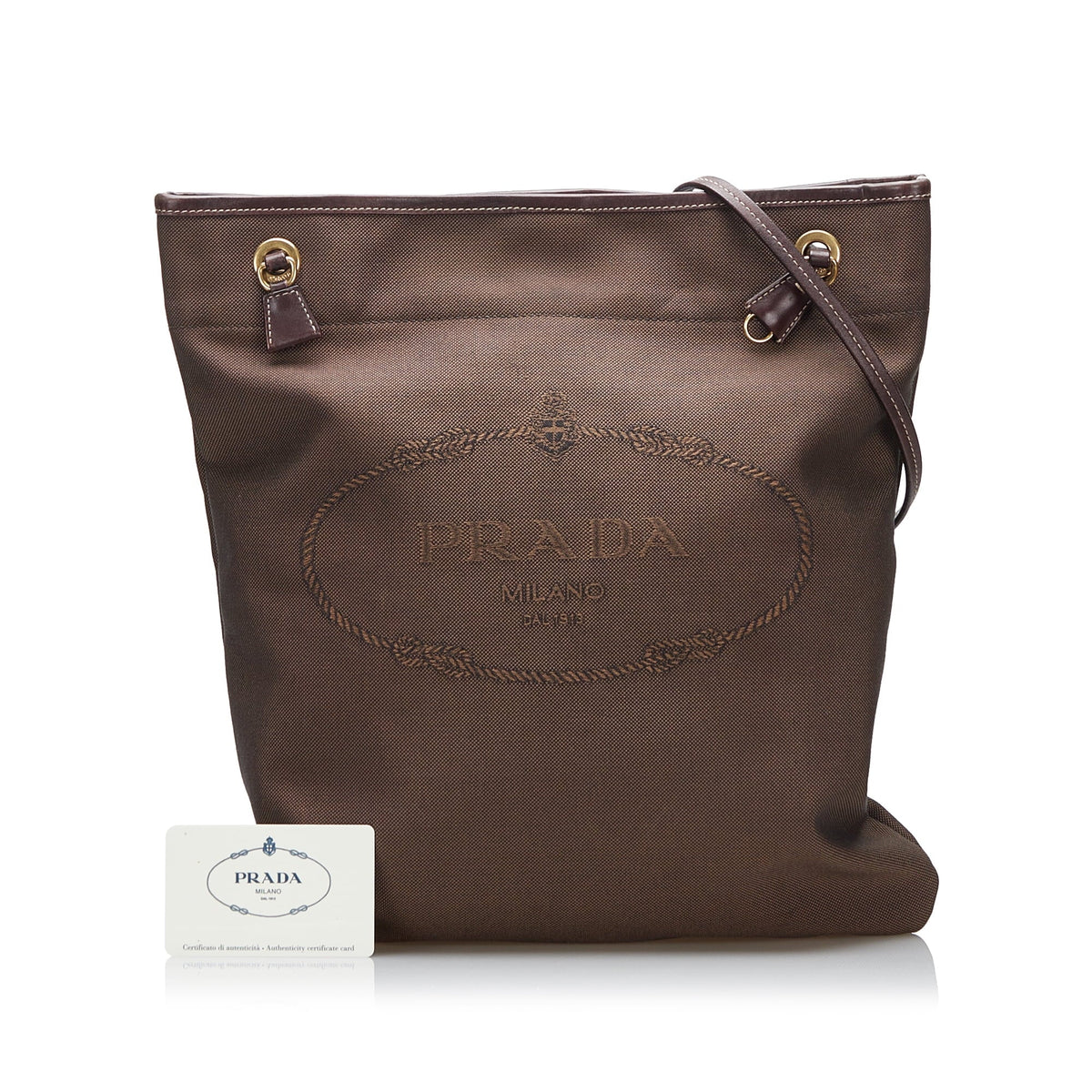 Pre-Owned Authenticated Prada Canapa Logo Crossbody Canvas Fabric Brown Crossbody Bag Unisex (Good)