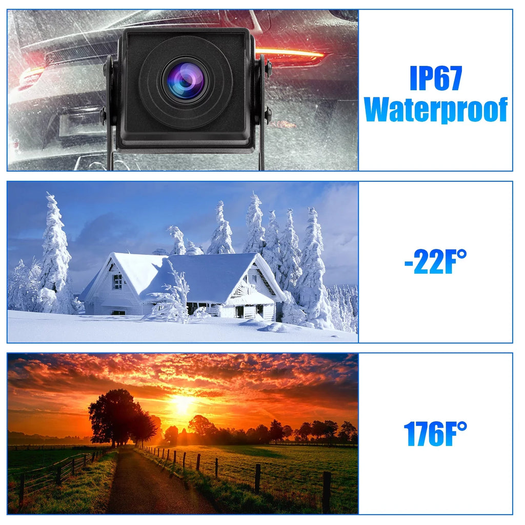 Backup Camera Monitor Kit, TSizeV 1080P Rear View Monitor Reverse Camera Kit with Night Vision, Waterproof
