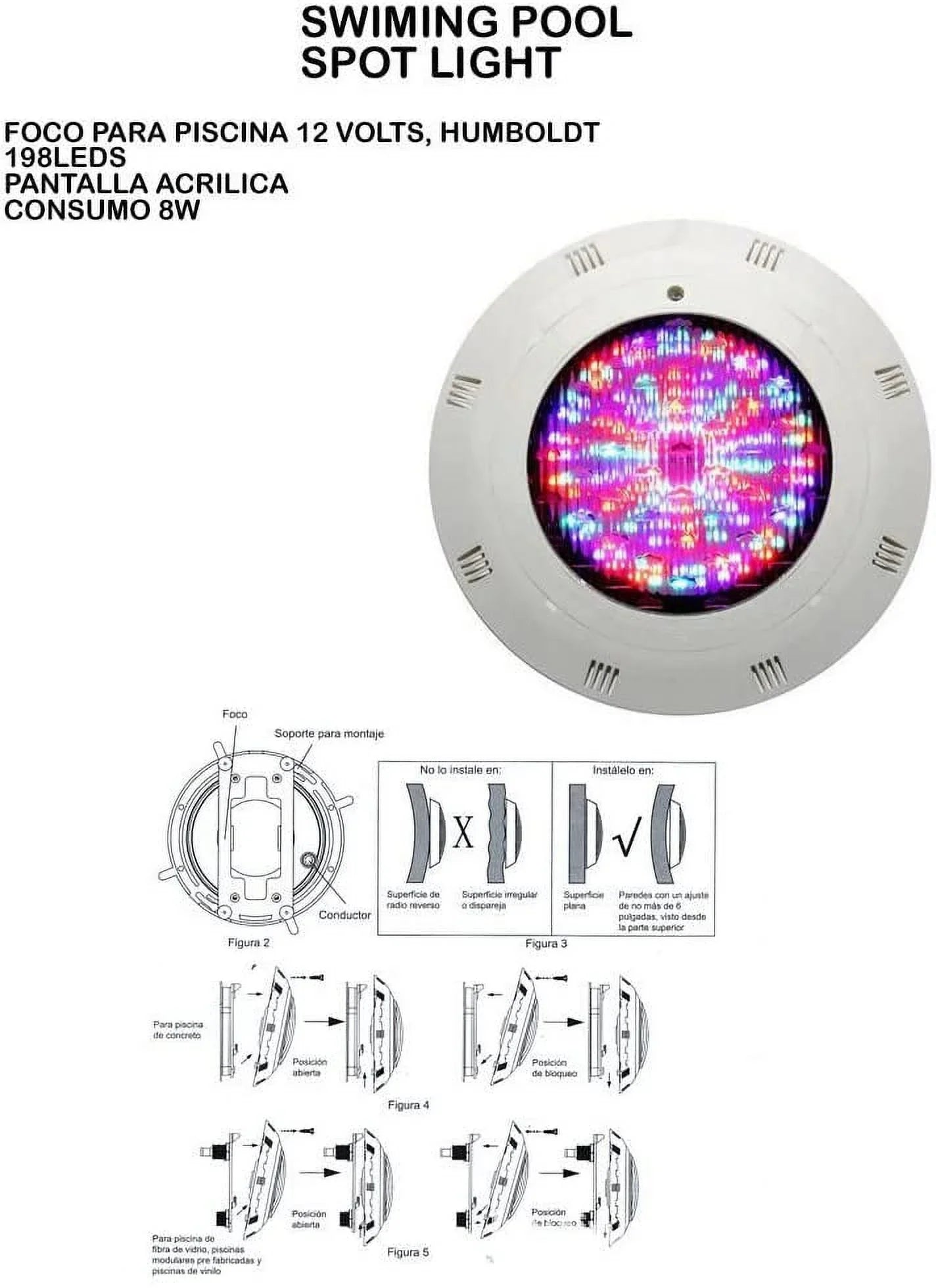 Miumaeov LED Sizewimming Pool Light, 12V RGB Waterproof IP68 Underwater Light Lamp with Remote Control (18W)