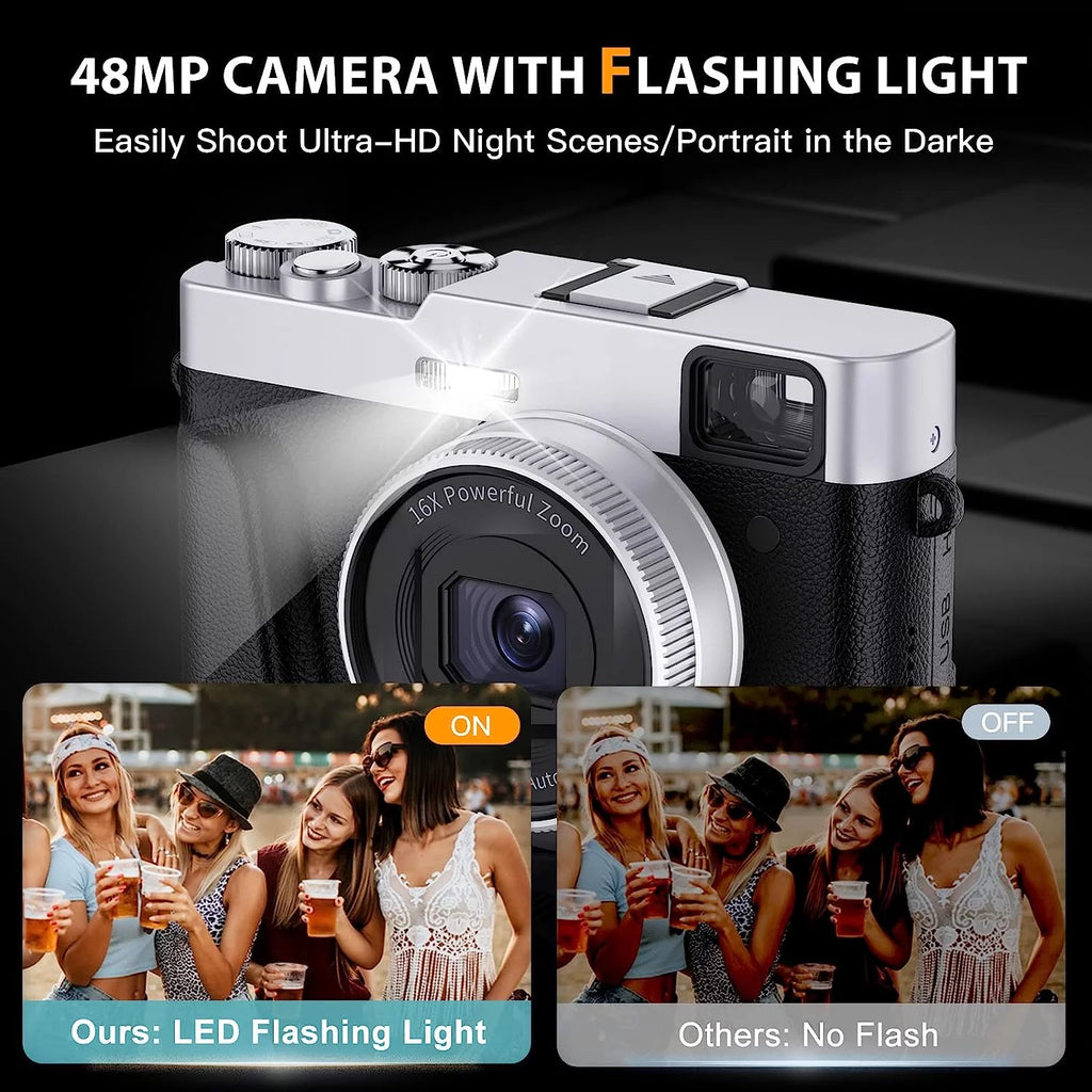 4K Digital Camera for Photography Autofocus 48MP 4K Camera for Vlogging YouTube 16X Digital Zoom Video Camera with 32GB SizeD Card