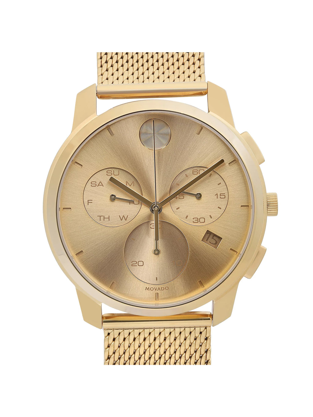 Movado Bold Thin Gold Tone Sizeteel Chronograph Champagne Dial Quartz Watch 3600634