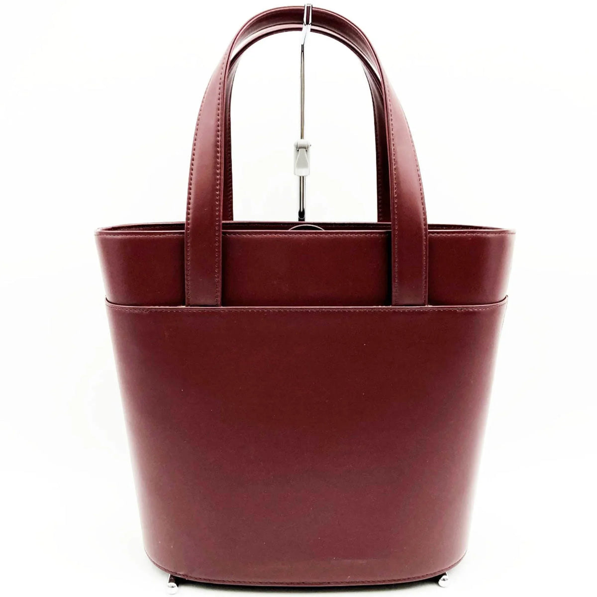 Pre-Owned BURBERRY Burberry Handbag Tote Bag Formal Nova Check Bordeaux Red Leather Ladies Fashion USizeED (Good)