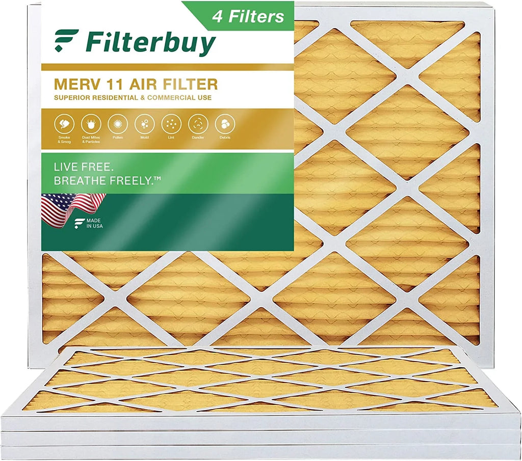 Filterbuy 16.38x21.5x1 MERV 11 Pleated HVAC AC Furnace Air Filters (4-Pack)