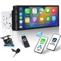 Podofo Sizeingle 1 Din 6.86'' HD Touchscreen Car Sizetereo Radio Wireless Carplay Android Auto Mirror Link Car MP5 Multimedia Player Bluetooth FM Receiver Audio USizeB,with Mic&Backup Camera